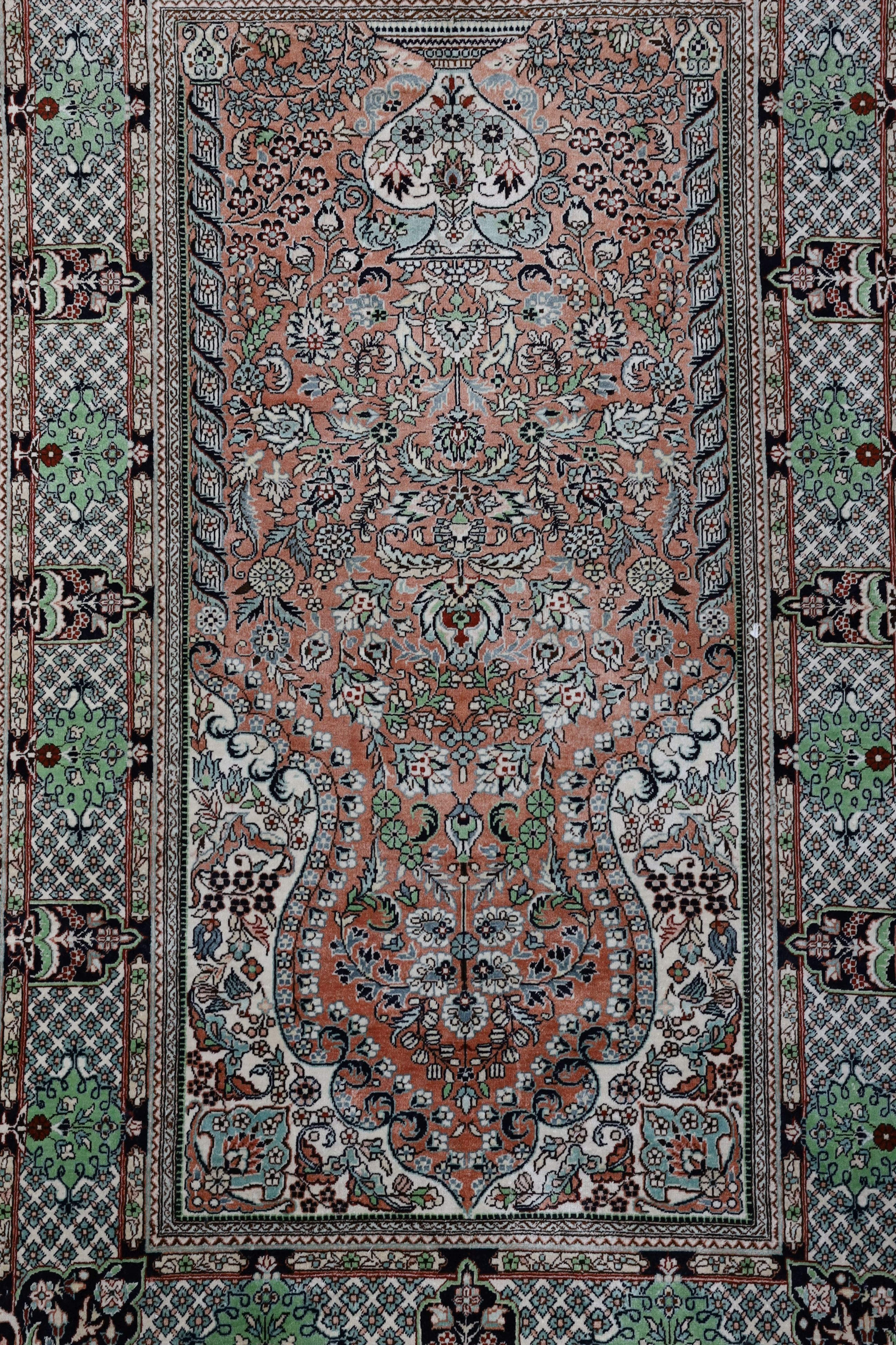 Two North West Persian part silk rugs, larger 150 x 103cm